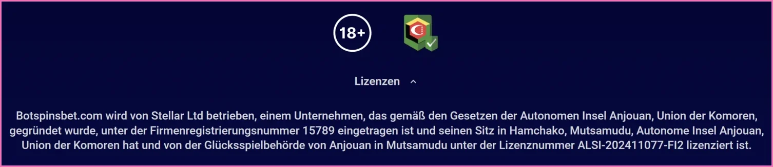 BotSpinsBet Casino Lizenz und Sicherheit