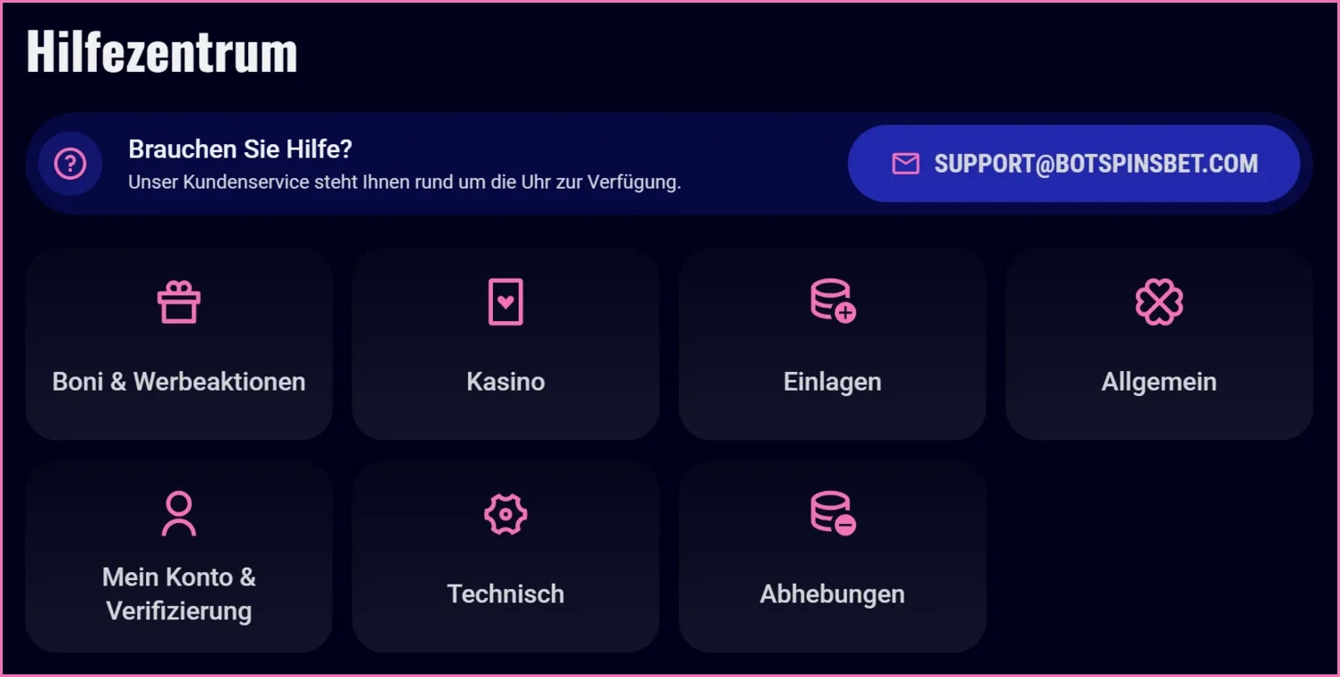 BotSpinsBet Casino Kundensupport